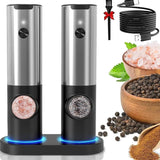 Velmora | Electric Salt And Pepper Grinder Set Rechargeable One-Handed Operation – Adjustable Grind With LED Light 1