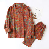 Velmora | Vintage Leaf Cotton Loungewear Set Soft Lightweight – Eco-Friendly Jacquard Design 9