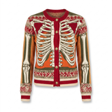 Velmora | Vintage Chunky Knitted Cardigan with Anatomy Art – Mid-Length Design for Daily Wear — product shot