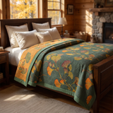 Velmora | Ginkgo Leaf Jacquard Cotton Quilt Reversible Design – Eco-Friendly Fabric — lifestyle