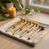Velmora | 3pc Solfeggio Tuning Fork Set Weighted for Deep Vibrational Therapy – 174Hz, 432Hz, 528Hz — lifestyle