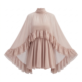 Velmora | Women's Dress Chiffon Ruffle Mock Neck Long Sleeve – Casual Short Length Ideal For Events — product shot
