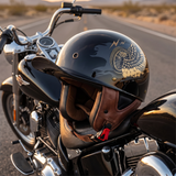 Velmora | Vintage Motorcycle Helmet Integrated Sun Visor – Classic Half-Shell Design — lifestyle
