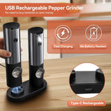 Velmora | Electric Salt And Pepper Grinder Set Rechargeable One-Handed Operation – Adjustable Grind With LED Light 2