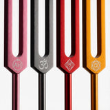 Velmora | Solfeggio Forks 9pc Set Professionally Tuned – Chakra Printed Engrams Included 2