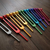 Velmora | Solfeggio Forks 9pc Set Professionally Tuned – Chakra Printed Engrams Included 4