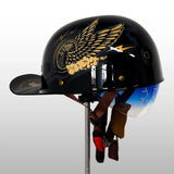 Velmora | Vintage Motorcycle Helmet Integrated Sun Visor – Classic Half-Shell Design 0