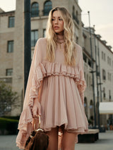 Velmora | Women's Dress Chiffon Ruffle Mock Neck Long Sleeve – Casual Short Length Ideal For Events 2