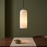 Velmora | Alabaster Globe Pendant Light Adjustable Height – Brass Finish For Kitchen And Dining Areas — lifestyle