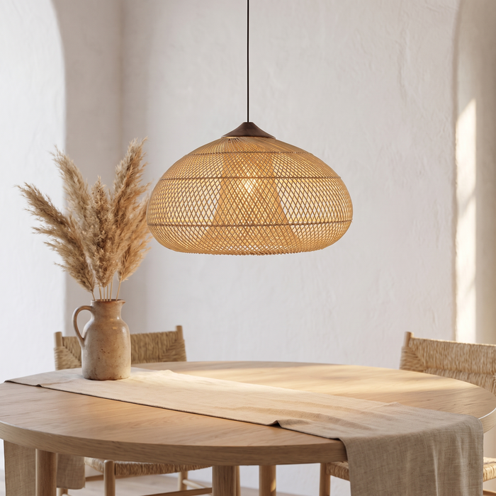 Velmora | Rattan Pendant Light Handcrafted Unique Design – Adjustable Cable Length For Warm Ambiance — lifestyle