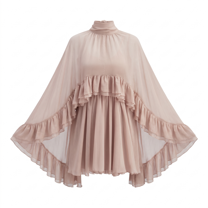 Women's Dress Chiffon Ruffle Mock Neck Long Sleeve – Casual Short Length Ideal For Events