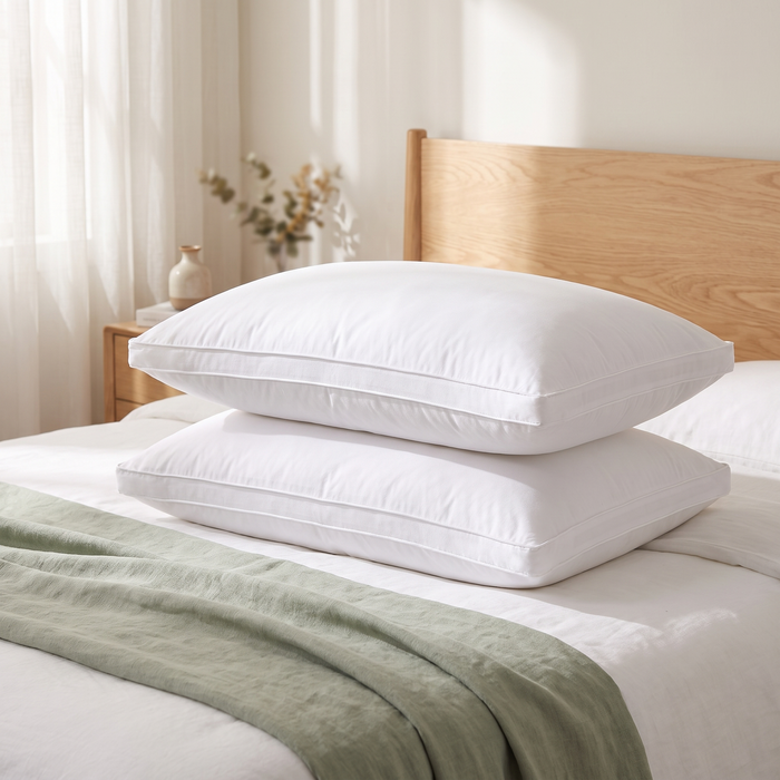 Velmora | Goose Down Bed Pillow Hypoallergenic Medium-Firm Support – Perfect For All Sleep Positions — lifestyle