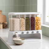 Velmora | Multi-Compartment Kitchen Grain Storage Container Airtight Design – Clear Flip-Top Lid With Push-Button Dispensers — lifestyle