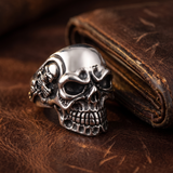 Velmora | Skeleton Skull Ring Heavy .925 Sterling Silver – Intricate Handcrafted Gothic Design — lifestyle
