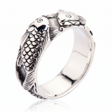 Velmora | Wedding Band Intricate Koi Fish Design – Solid .925 Sterling Silver 8mm — product shot