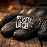Sterling Silver Biker Ring Gothic Numerals 13 – Star Cutouts for Unique Style — lifestyle
